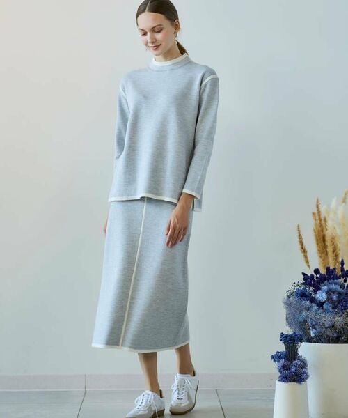CORDIER / コルディア ロング・マキシ丈スカート | 【セットアップ】ウールブレンド配色ラインニットスカート | 詳細18