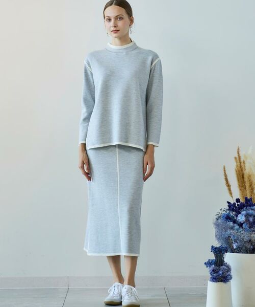 CORDIER / コルディア ロング・マキシ丈スカート | 【セットアップ】ウールブレンド配色ラインニットスカート | 詳細19