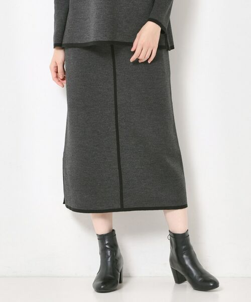 CORDIER / コルディア ロング・マキシ丈スカート | 【セットアップ】ウールブレンド配色ラインニットスカート | 詳細6
