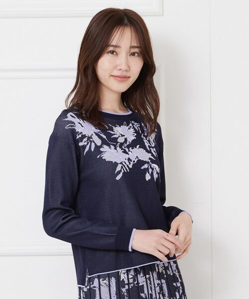 CORDIER / コルディア ニット・セーター | 【入卒セレモニー／おでかけ／M～3Lサイズ／セットアップ】フラワージャカードプルオーバーニット | 詳細15