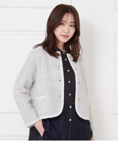 CORDIER / コルディア ノーカラージャケット | 【入卒セレモニー／おでかけ】ツイーディーヤーンニットジャケット