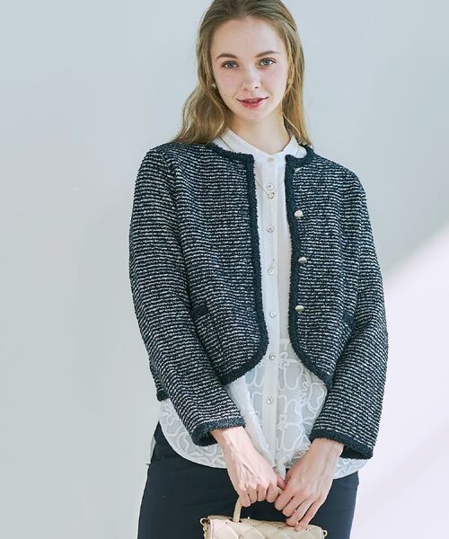 CORDIER / コルディア ノーカラージャケット | 【入卒セレモニー／おでかけ】ツイーディーヤーンニットジャケット | 詳細17