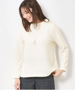 CORDIER / コルディア カットソー | 【M～3Lサイズ】ニットツイード長め丈プルオーバージャージ