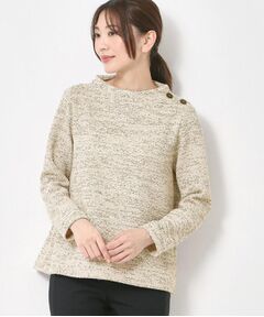 CORDIER / コルディア カットソー | 【M～3Lサイズ】ニットツイード長め丈プルオーバージャージ