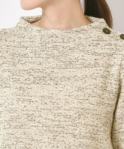 CORDIER / コルディア カットソー | 【M～3Lサイズ】ニットツイード長め丈プルオーバージャージ | 詳細4