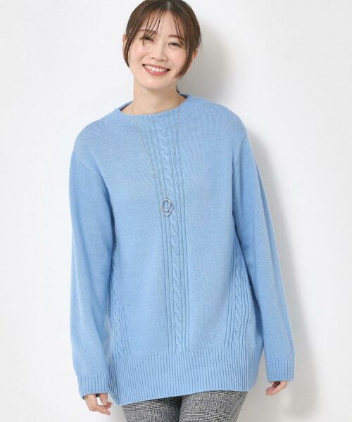 CORDIER / コルディア ニット・セーター | ノイエミドル クリアカラーチュニックニット（サックスブルー(090)）