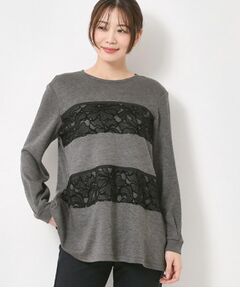 レーステープデザインチュニックプルオーバー