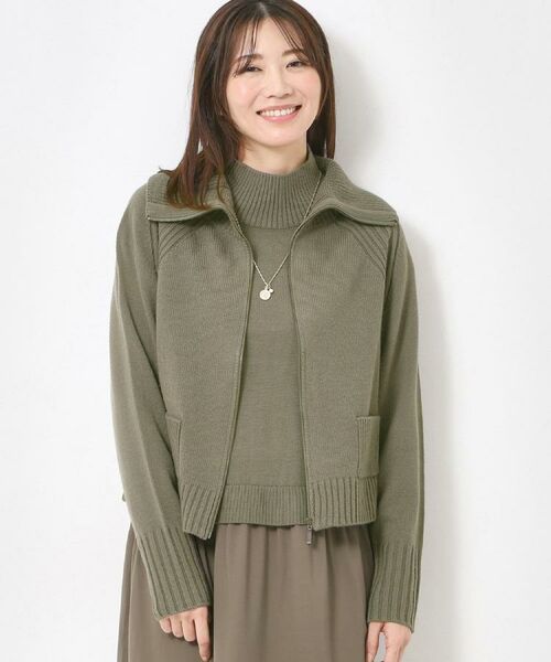 CORDIER / コルディア カーディガン・ボレロ | 【M～4Lサイズ／セットアップ可】ソフト5ジップアップカーディガン（カーキ(027)）