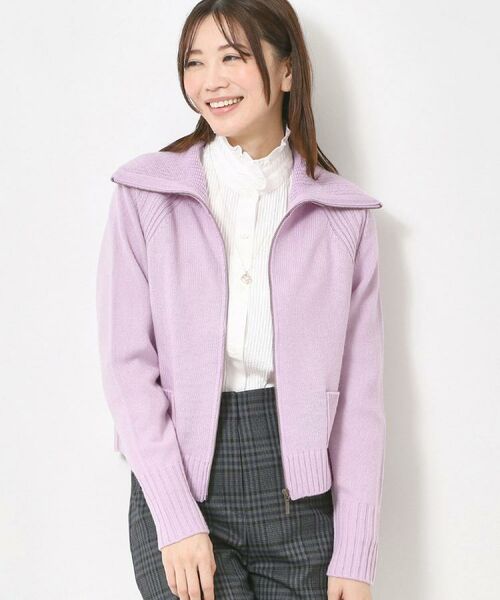 CORDIER / コルディア カーディガン・ボレロ | 【M～4Lサイズ／セットアップ可】ソフト5ジップアップカーディガン（パープル(081)）