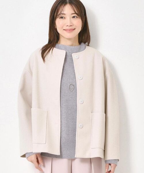 CORDIER / コルディア ノーカラージャケット | 【M～3Lサイズ】エアニー ノーカラージャケット（ライトグレー(010)）