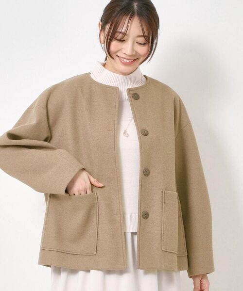 CORDIER / コルディア ノーカラージャケット | 【M～3Lサイズ】エアニー ノーカラージャケット（トープ(054)）