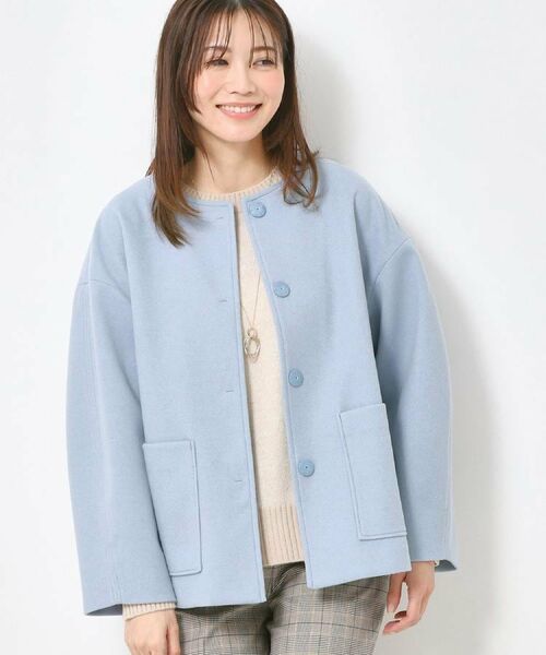 CORDIER / コルディア ノーカラージャケット | 【M～3Lサイズ】エアニー ノーカラージャケット（ブルー(092)）
