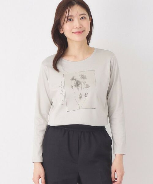 CORDIER / コルディア カットソー | 【M～4Lサイズ】フラワーフォトTシャツ（ライトグレー(011)）