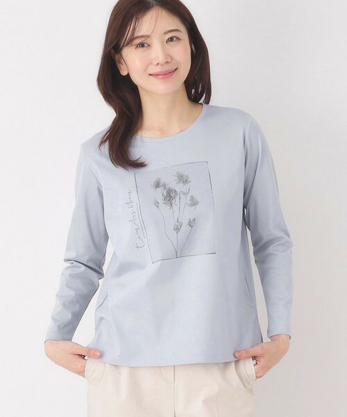CORDIER / コルディア カットソー | 【M～4Lサイズ】フラワーフォトTシャツ（ブルー(092)）