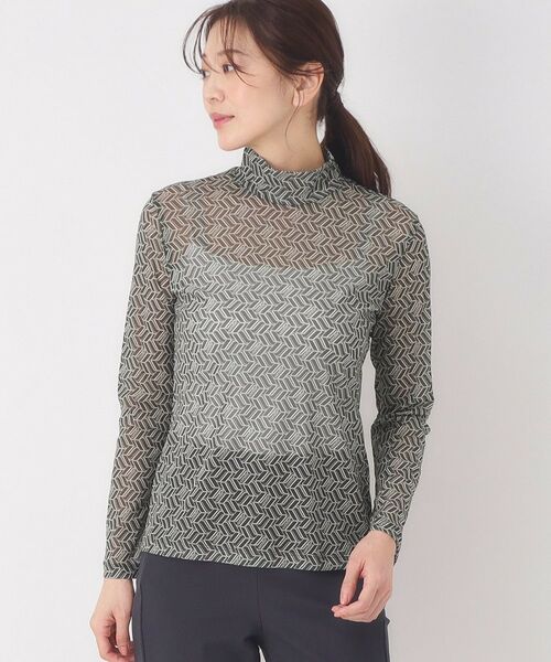 CORDIER / コルディア カットソー | 【M～4Lサイズ】チュールハイネックプルオーバー（スミクロ(118)）