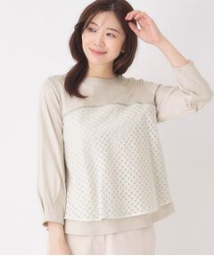 CORDIER / コルディア カットソー | 【M～4Lサイズ】シアーチェックプルオーバージャージ