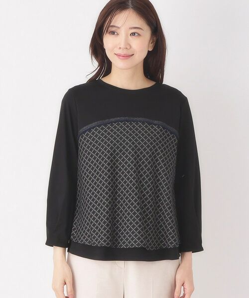 CORDIER / コルディア カットソー | 【M～4Lサイズ】シアーチェックプルオーバージャージ | 詳細1