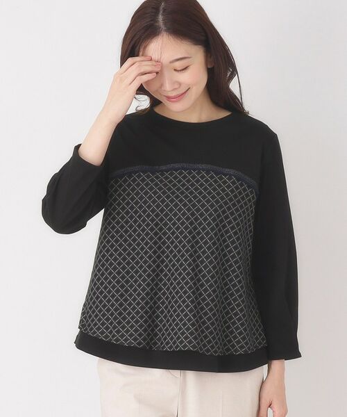 CORDIER / コルディア カットソー | 【M～4Lサイズ】シアーチェックプルオーバージャージ | 詳細11