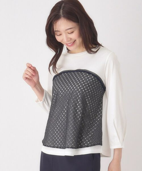 CORDIER / コルディア カットソー | 【M～4Lサイズ】シアーチェックプルオーバージャージ | 詳細15