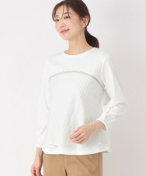 CORDIER / コルディア カットソー | 【M～4Lサイズ】シアーチェックプルオーバージャージ | 詳細7