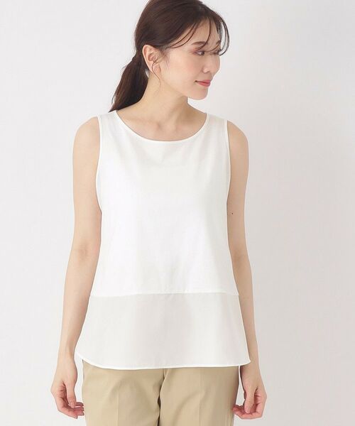 CORDIER / コルディア キャミソール・チューブトップ | 【M～4Lサイズ】レイヤードスタイルはお任せ／布帛切り替えタンクトップ | 詳細1