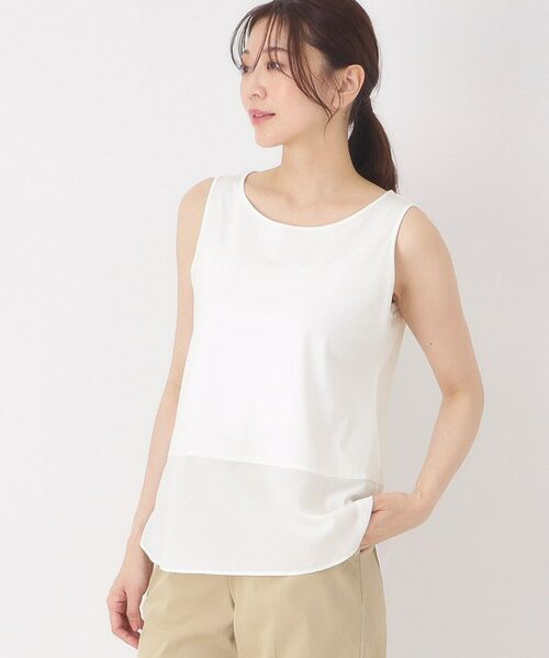 CORDIER / コルディア キャミソール・チューブトップ | 【M～4Lサイズ】レイヤードスタイルはお任せ／布帛切り替えタンクトップ | 詳細7