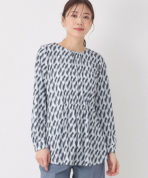 CORDIER / コルディア チュニック | 【M～4Lサイズ】幾何プリントジャージチュニック（グレー(115)）