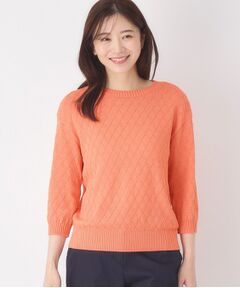 CORDIER / コルディア ニット・セーター | 【M～3Lサイズ】ダイヤ柄ボーダープルオーバーニット