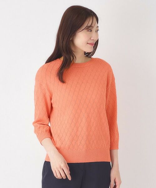 CORDIER / コルディア ニット・セーター | 【M～3Lサイズ】ダイヤ柄ボーダープルオーバーニット | 詳細11