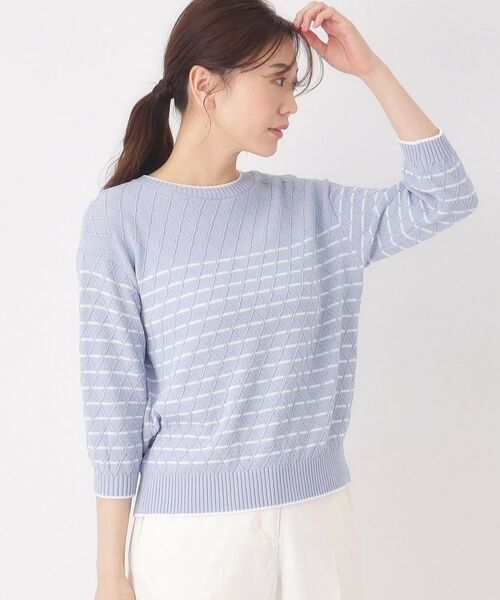 CORDIER / コルディア ニット・セーター | 【M～3Lサイズ】ダイヤ柄ボーダープルオーバーニット | 詳細19