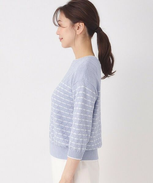 CORDIER / コルディア ニット・セーター | 【M～3Lサイズ】ダイヤ柄ボーダープルオーバーニット | 詳細2