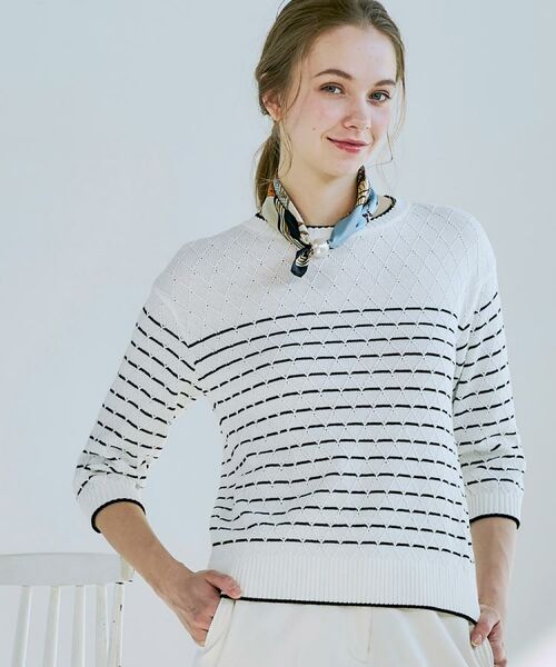 CORDIER / コルディア ニット・セーター | 【M～3Lサイズ】ダイヤ柄ボーダープルオーバーニット | 詳細23