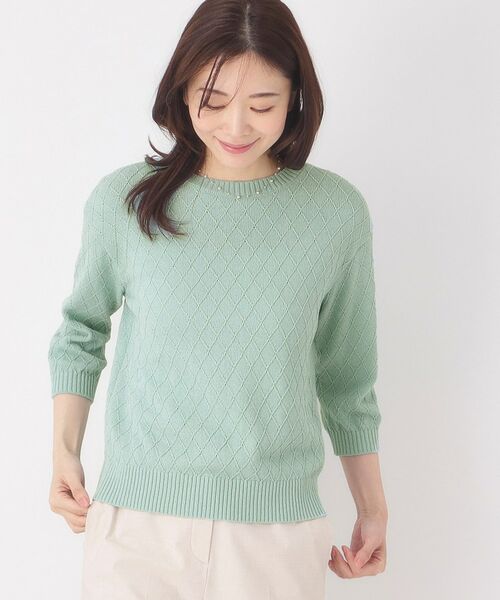 CORDIER / コルディア ニット・セーター | 【M～3Lサイズ】ダイヤ柄ボーダープルオーバーニット | 詳細7
