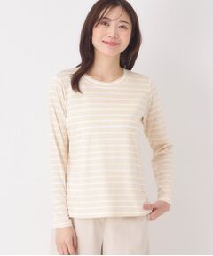 CORDIER / コルディア カットソー | 【M～4Lサイズ】滑らか素材ベーシックボーダープルオーバー