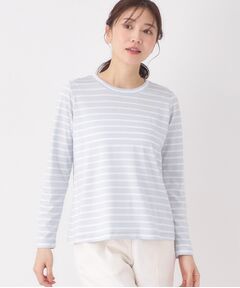 CORDIER / コルディア カットソー | 【M～4Lサイズ】滑らか素材ベーシックボーダープルオーバー