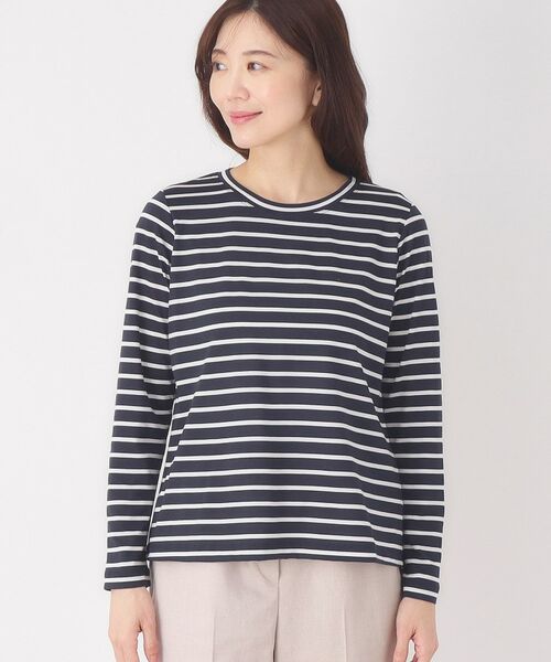 CORDIER / コルディア カットソー | 【M～4Lサイズ】滑らか素材ベーシックボーダープルオーバー | 詳細1