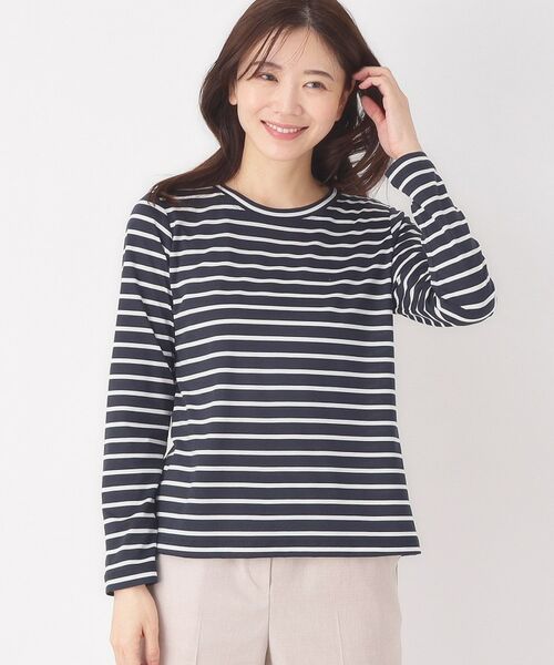 CORDIER / コルディア カットソー | 【M～4Lサイズ】滑らか素材ベーシックボーダープルオーバー | 詳細15