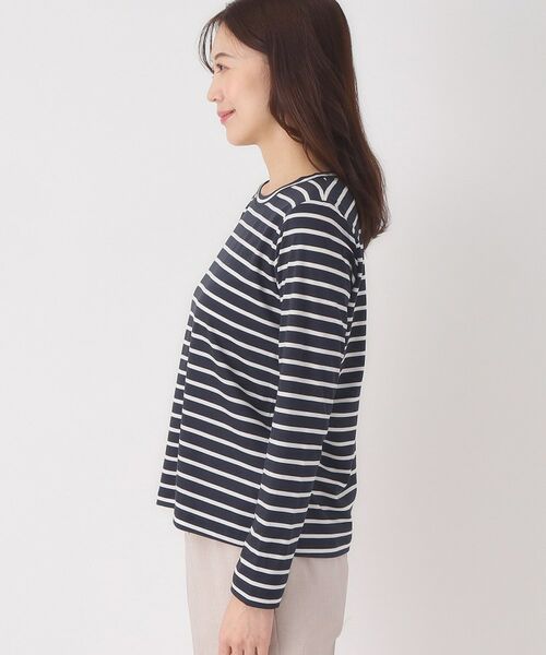 CORDIER / コルディア カットソー | 【M～4Lサイズ】滑らか素材ベーシックボーダープルオーバー | 詳細2