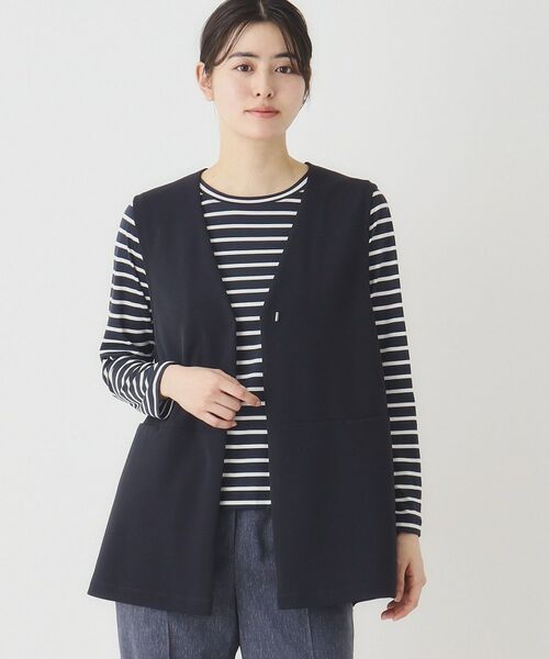 CORDIER / コルディア ベスト | 大人の上品レイヤードスタイル ジャージジレ（ネイビー(094)）