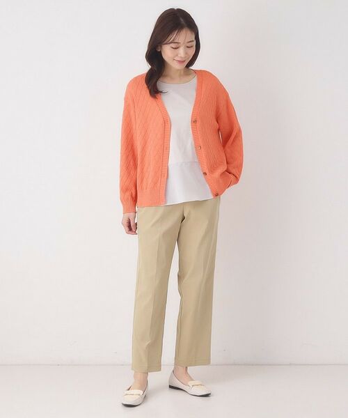 CORDIER / コルディア カーディガン・ボレロ | 【M～3Lサイズ】ダイヤ柄ボーダーVネックカーディガン | 詳細12