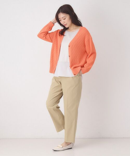 CORDIER / コルディア カーディガン・ボレロ | 【M～3Lサイズ】ダイヤ柄ボーダーVネックカーディガン | 詳細13