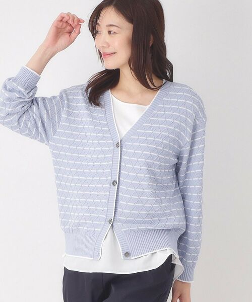 CORDIER / コルディア カーディガン・ボレロ | 【M～3Lサイズ】ダイヤ柄ボーダーVネックカーディガン | 詳細19