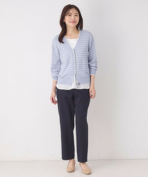CORDIER / コルディア カーディガン・ボレロ | 【M～3Lサイズ】ダイヤ柄ボーダーVネックカーディガン | 詳細20