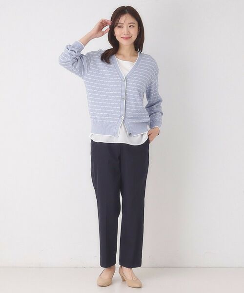 CORDIER / コルディア カーディガン・ボレロ | 【M～3Lサイズ】ダイヤ柄ボーダーVネックカーディガン | 詳細21