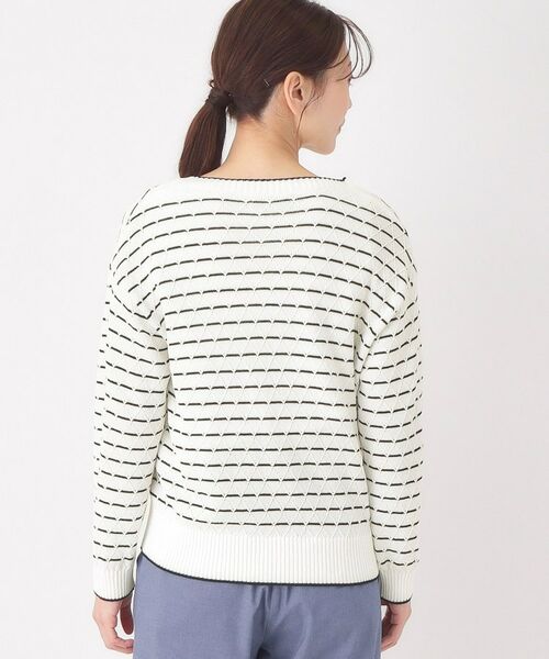 CORDIER / コルディア カーディガン・ボレロ | 【M～3Lサイズ】ダイヤ柄ボーダーVネックカーディガン | 詳細3