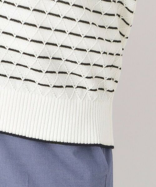 CORDIER / コルディア カーディガン・ボレロ | 【M～3Lサイズ】ダイヤ柄ボーダーVネックカーディガン | 詳細6