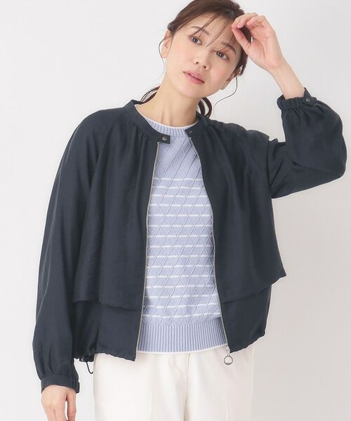 CORDIER / コルディア レザーブルゾン・ジャケット | 【M～3Lサイズ】シアージャカードブルゾン（ネイビー(094)）