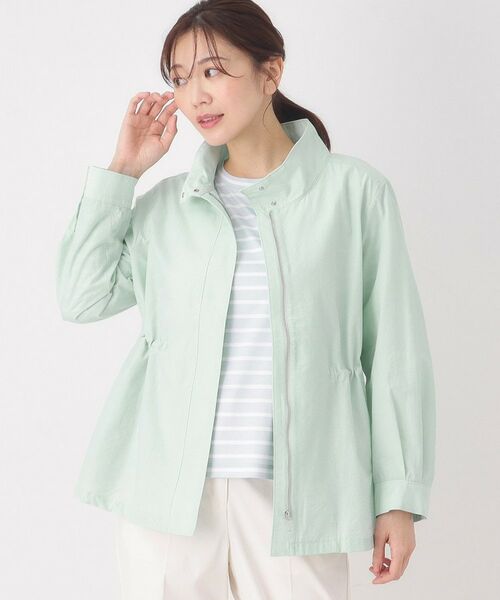 CORDIER / コルディア レザーブルゾン・ジャケット | 【M～4Lサイズ】ウエストドローストリング カジュアルブルゾン（ライトグリーン(020)）