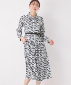 CORDIER / コルディア ロング・マキシ丈ワンピース | 【M～3Lサイズ】幾何プリントジャージワンピース