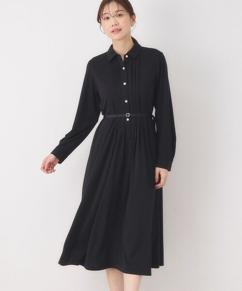 CORDIER / コルディア ロング・マキシ丈ワンピース | 【M～3Lサイズ】幾何プリントジャージワンピース（ブラック(019)）